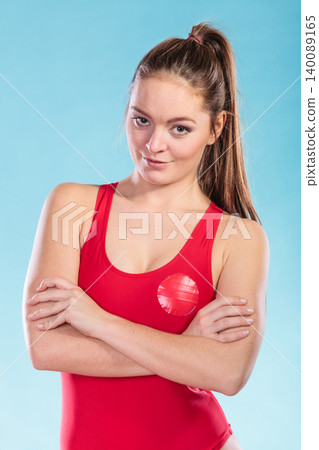 Portrait of lifeguard lifesaver woman. 140089165