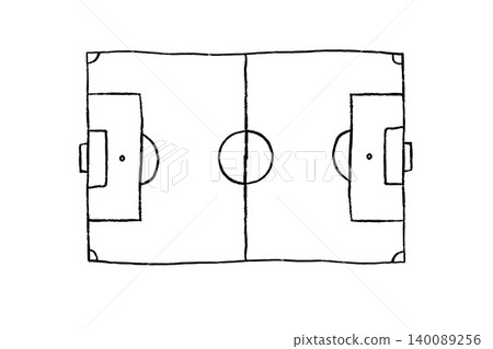 Soccer field sketch, rough hand drawn black line art pitch. Sport football court doodle outline, top view ground graphic Soccer field sketch, rough hand drawn black line art pitch. Sport football court doodle outline, top view ground graphic 140089256