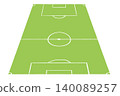Soccer field perspective, green grass pitch court white line. Sport football ground isometric view, game play area graphic. 140089257