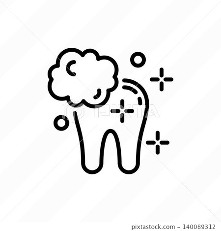 Teeth whitening thin line icon. Clean shine teeth. Dental treatment. Vector illustration. Teeth whitening thin line icon. Clean shine teeth. Dental treatment. Vector illustration. 140089312