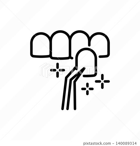 Veneers thin line icon. Dental reconstruction. Dentistry, stomatology. Vector illustration. Veneers thin line icon. Dental reconstruction. Dentistry, stomatology. Vector illustration. 140089314