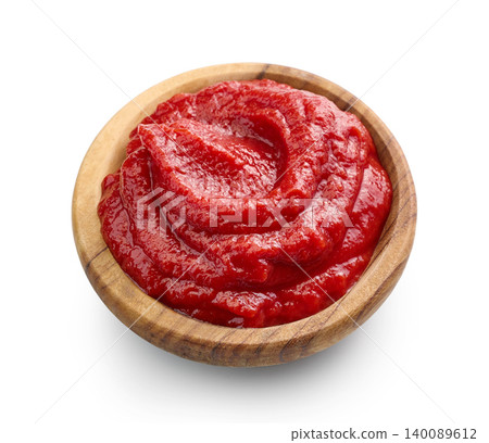 Tomato Sauce or Ketchup in Bowl Isolated on White Background Tomato Sauce or Ketchup in Bowl Isolated on White Background 140089612