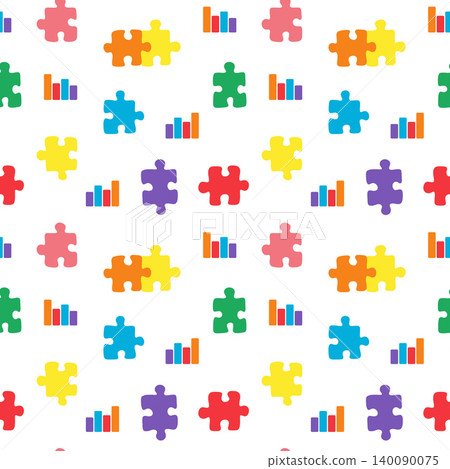Autism awareness representing puzzle pieces and bar graphs Autism awareness representing puzzle pieces and bar graphs 140090075