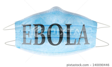 Ebola, medical face mask with warning text. 3D rendering 140090446