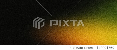 Dark grainy poster background, green yellow orange abstract color blur black noise texture banner backdrop design 140091769