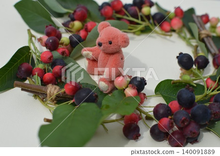 六月莓花環和泰迪熊 六月莓花環和泰迪熊 140091889