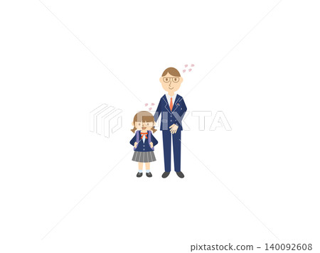 父女在入學典禮上——父母與孩子——櫻花 父女在入學典禮上——父母與孩子——櫻花 140092608