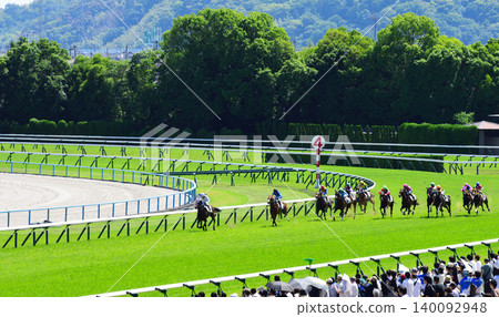 Kyoto Racecourse straight and finish line Kyoto Racecourse straight and finish line 140092948