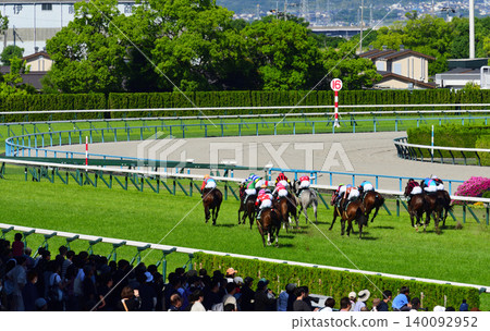 Kyoto Racecourse straight and finish line Kyoto Racecourse straight and finish line 140092952