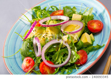 Appetizing salad with avocado, arugula 140093345