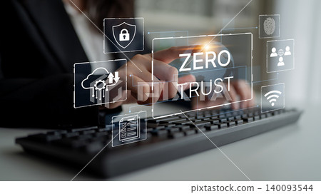 Concept of Zero Trust Security with Modern Technology Integration in Business Operations Featuring Hands and Digital Interface. Bitwise Concept of Zero Trust Security with Modern Technology Integration in Business Operations Featuring Hands and Digital Interface. Bitwise 140093544