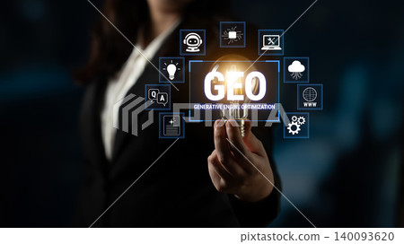 Businesswoman Holding Light Bulb Representing Idea of Generative Energy Optimization with Digital Icons and Technology Themes in Background Fluxor Businesswoman Holding Light Bulb Representing Idea of Generative Energy Optimization with Digital Icons and Technology Themes in Background Fluxor 140093620