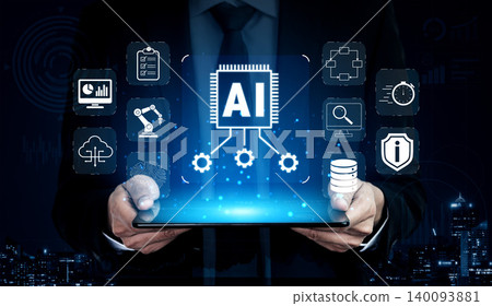 Digital Transformation and Innovation in Business with Artificial Intelligence Technology and Data Visualization Concepts for Future Growth Quark 140093881