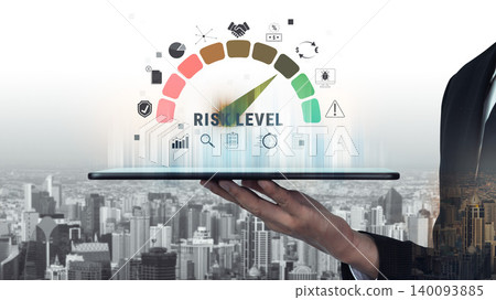 Business Risk Assessment in Digital Display with Analytics and Cityscape in Background for Corporate Strategy and Decision Making Quark Business Risk Assessment in Digital Display with Analytics and Cityscape in Background for Corporate Strategy and Decision Making Quark 140093885
