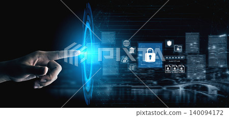 Hand Reaching Towards Digital Lock Security Interface Over City Skyline at Night, Showcasing Cybersecurity Concept in Modern Technology Environment Gantry Hand Reaching Towards Digital Lock Security Interface Over City Skyline at Night, Showcasing Cybersecurity Concept in Modern Technology Environment Gantry 140094172