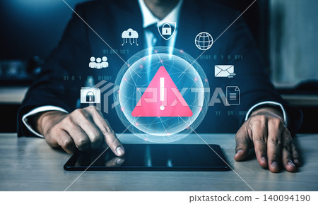 Cybersecurity threat alert warning symbol Parse 140094190