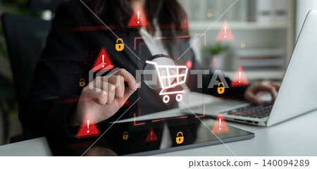 E-commerce security warning for online shopping and payment risks. Fermion E-commerce security warning for online shopping and payment risks. Fermion 140094289