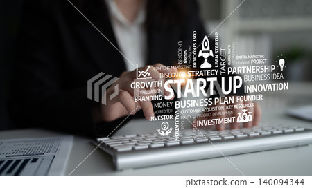 Business Startup Concept with Keyboard and Visual Elements Representing Growth, Innovation, Strategy, and Investment in a Modern Workspace. Tessel Business Startup Concept with Keyboard and Visual Elements Representing Growth, Innovation, Strategy, and Investment in a Modern Workspace. Tessel 140094344