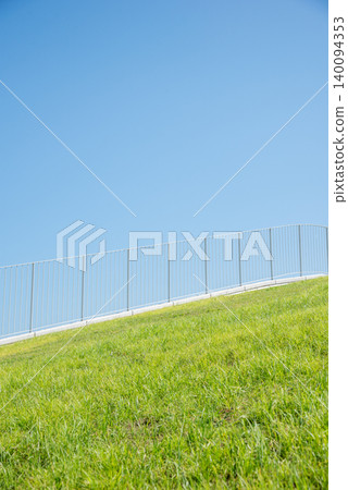 Mie Prefecture, Toba City, Toba Marine Terminal/Toba Port: Image of a blue sky and grass. Mie Prefecture, Toba City, Toba Marine Terminal/Toba Port: Image of a blue sky and grass. 140094353