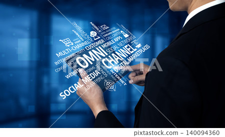 Business professional analyzing omni-channel strategy with focus on social media, digital marketplaces, and customer engagement in a modern office environment. Tessel Business professional analyzing omni-channel strategy with focus on social media, digital marketplaces, and customer engagement in a modern office environment. Tessel 140094360