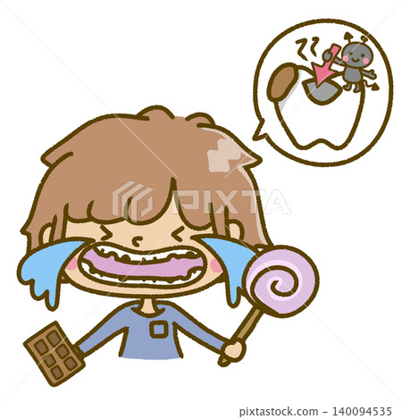 A child is crying because they have a toothache from a cavity. 140094535