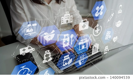 Online pharmacy icons for digital healthcare and medical services Funnel Online pharmacy icons for digital healthcare and medical services Funnel 140094539