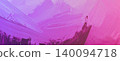 Abstract oil painting creating a vibrant violet and pink gradient texture, featuring thick brush strokes and an expressive artistic background 140094718