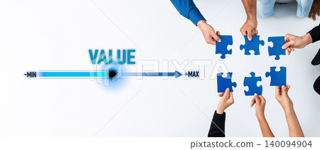 Hands Joining Blue Puzzle Pieces on a Value Scale with Minimum and Maximum Indicators for Teamwork Concept and Collaboration Design Trope Hands Joining Blue Puzzle Pieces on a Value Scale with Minimum and Maximum Indicators for Teamwork Concept and Collaboration Design Trope 140094904