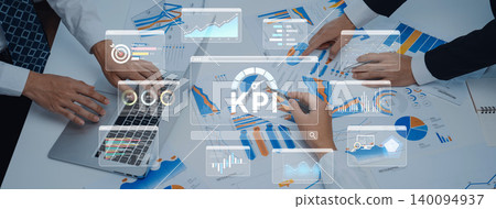Business intelligence dashboard for monitoring Key Performance Indicators (KPI). Fermion 140094937