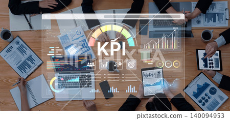 Business intelligence dashboard for monitoring Key Performance Indicators (KPI). Fermion 140094953