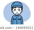 A young male worker crying and looking sad (upper body, front view) 140095021