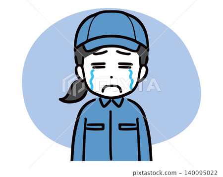 A young female worker crying and looking sad (upper body, front view) A young female worker crying and looking sad (upper body, front view) 140095022
