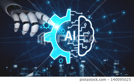 Generative AI showcasing its cognitive capabilities for industrial automation. Fermion 140095025