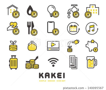 Vector icon illustrations related to household finances and living expenses Vector icon illustrations related to household finances and living expenses 140095567