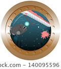 從潛水艇舷窗看到的鮟鱇魚和深海景色(方形橫幅類型) 從潛水艇舷窗看到的鮟鱇魚和深海景色(方形橫幅類型) 140095596