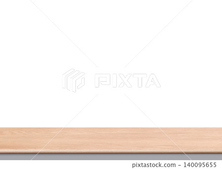 Clean wooden table, front view, white background. Clean wooden table, front view, white background. 140095655