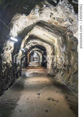 Illuminated passageway inside the Salt Mine of Bex, Switzerland, underground tunnel system Illuminated passageway inside the Salt Mine of Bex, Switzerland, underground tunnel system 140095662