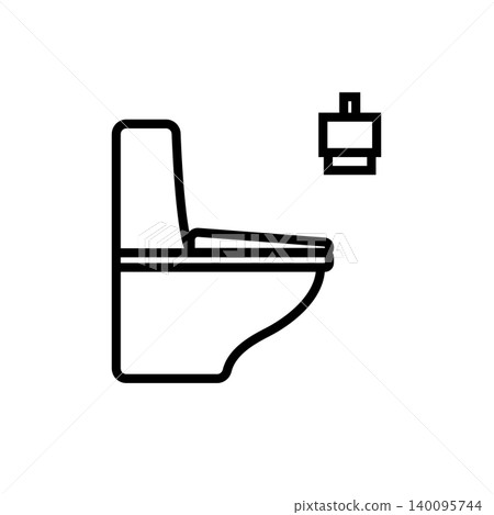 家用管道圖標，描繪的是一個帶有衛生紙架的儲水式馬桶。 140095744