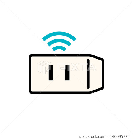 Icon illustration of a smart plug that allows remote control of home appliances' power supply via IoT, home equipment, outlet. Icon illustration of a smart plug that allows remote control of home appliances' power supply via IoT, home equipment, outlet. 140095771