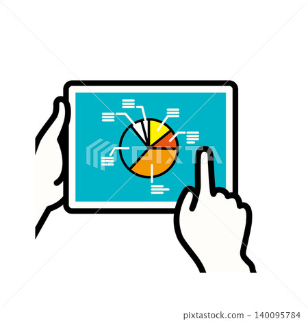 Icon illustration of a tablet for managing HEMS power consumption and energy data, smart home Icon illustration of a tablet for managing HEMS power consumption and energy data, smart home 140095784