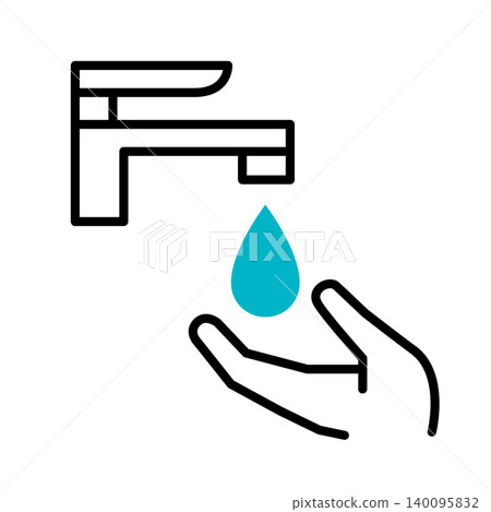 住宅浴室和廚房中節水水龍頭和節能設備的圖示插圖。 住宅浴室和廚房中節水水龍頭和節能設備的圖示插圖。 140095832