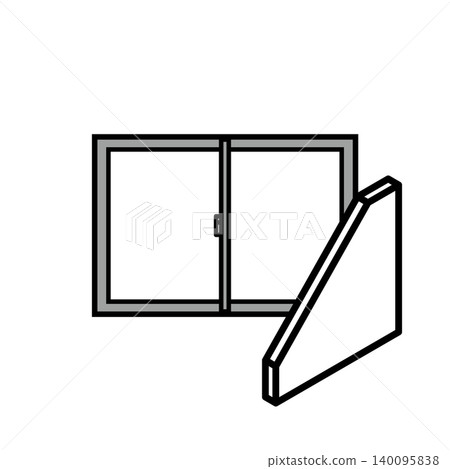房屋建築材料和設備的圖示插圖,代表單層玻璃窗或單層玻璃窗。 房屋建築材料和設備的圖示插圖,代表單層玻璃窗或單層玻璃窗。 140095838