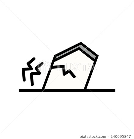 An illustration of a house lacking earthquake resistance, showing a house that is about to collapse or has cracks in it. An illustration of a house lacking earthquake resistance, showing a house that is about to collapse or has cracks in it. 140095847