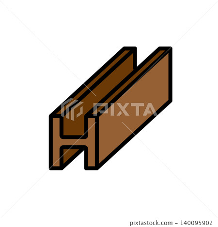 Icon illustrations of steel materials and H-beams representing building materials and steel frame structures for houses. Icon illustrations of steel materials and H-beams representing building materials and steel frame structures for houses. 140095902