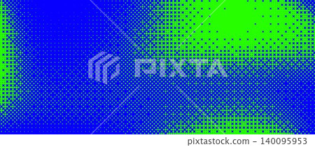 Neon blue green bitmap pixel texture. Dotted dither gradient pattern background. 8 bit halftone faded pop art gradation wallpaper. Vector vanishing raster video arcade game backdrop for banner, poster Neon blue green bitmap pixel texture. Dotted dither gradient pattern background. 8 bit halftone faded pop art gradation wallpaper. Vector vanishing raster video arcade game backdrop for banner, poster 140095953