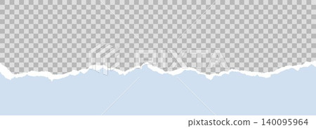 Light blue torn paper element background. Jagged uneven edge wave border for letterhead, header, footer, design template, collage, banner, sticker, poster. Vector curve paper piece frame divider Light blue torn paper element background. Jagged uneven edge wave border for letterhead, header, footer, design template, collage, banner, sticker, poster. Vector curve paper piece frame divider 140095964
