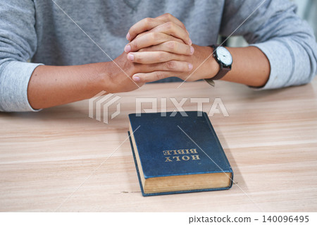 Christian Prayer With Bible For Religious Faith Worship Devotion And Spiritual Guidance Christian Prayer With Bible For Religious Faith Worship Devotion And Spiritual Guidance 140096495