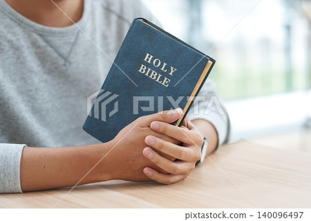 Christian Prayer With Bible For Religious Faith Worship Devotion And Spiritual Guidance Christian Prayer With Bible For Religious Faith Worship Devotion And Spiritual Guidance 140096497