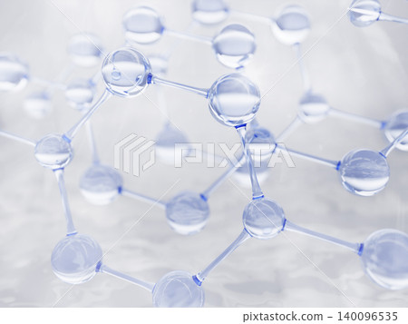 3D science background with light blue glass molecules or atoms render. Chemistry abstract pattern with water molecular structures for bio cosmetic lab, pharmacy or medical design. 3D illustration 140096535