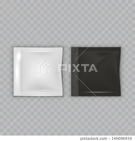 Black and White Square Sachet Mockup Vector Black and White Square Sachet Mockup Vector 140096939